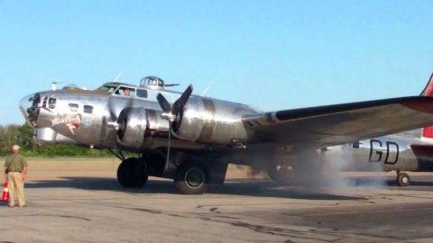 B-17 Flying Fortress Startup With Smokey Engine | Frontline Videos
