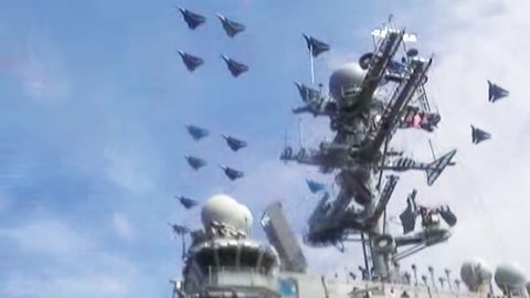 22 F-14 Tomcats Fly Over The Deck Crew | Frontline Videos
