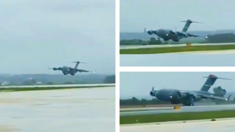 New Video Shows A C-17 Coming In With Some Strong Crosswind | Frontline Videos