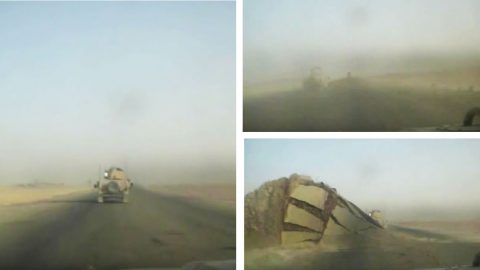 Dash Cam Footage Of A Humvee Nearly Nailed By Massive IED | Frontline Videos